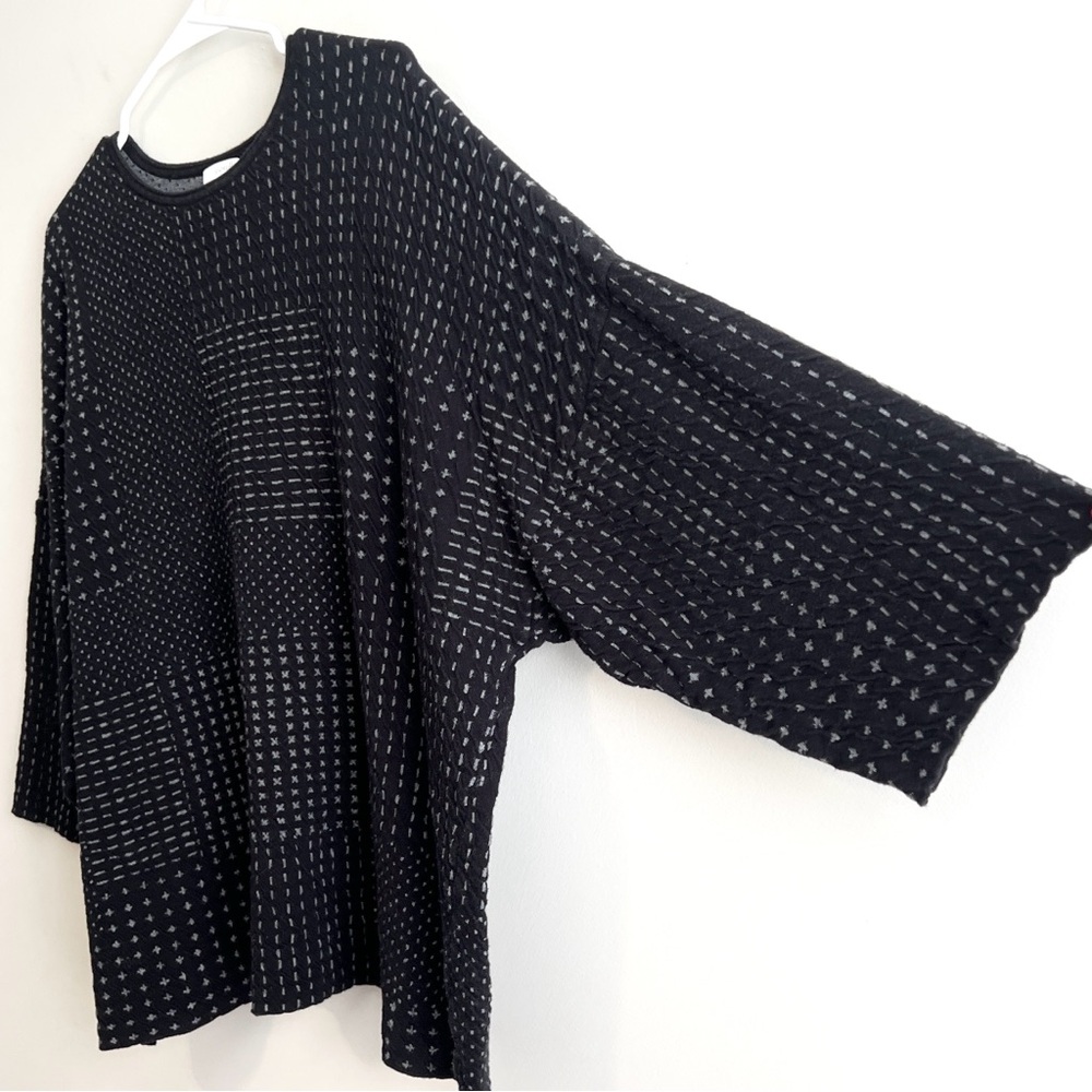 J. Jill Pure Jill Patchwork Texture Knit Three Quarter Sleeve Pullover Top - Picture 3 of 5